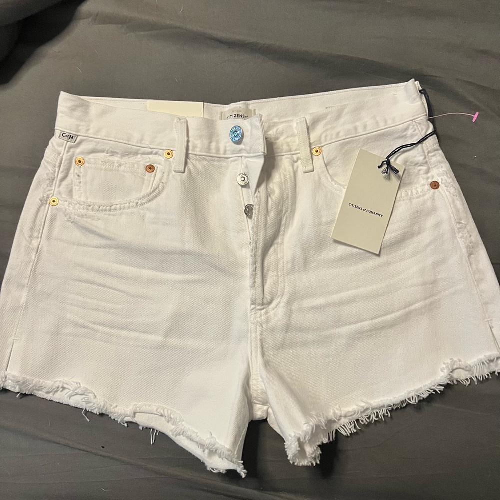 Citizens Of Humanity White Denim Cut-Off Jean Shorts